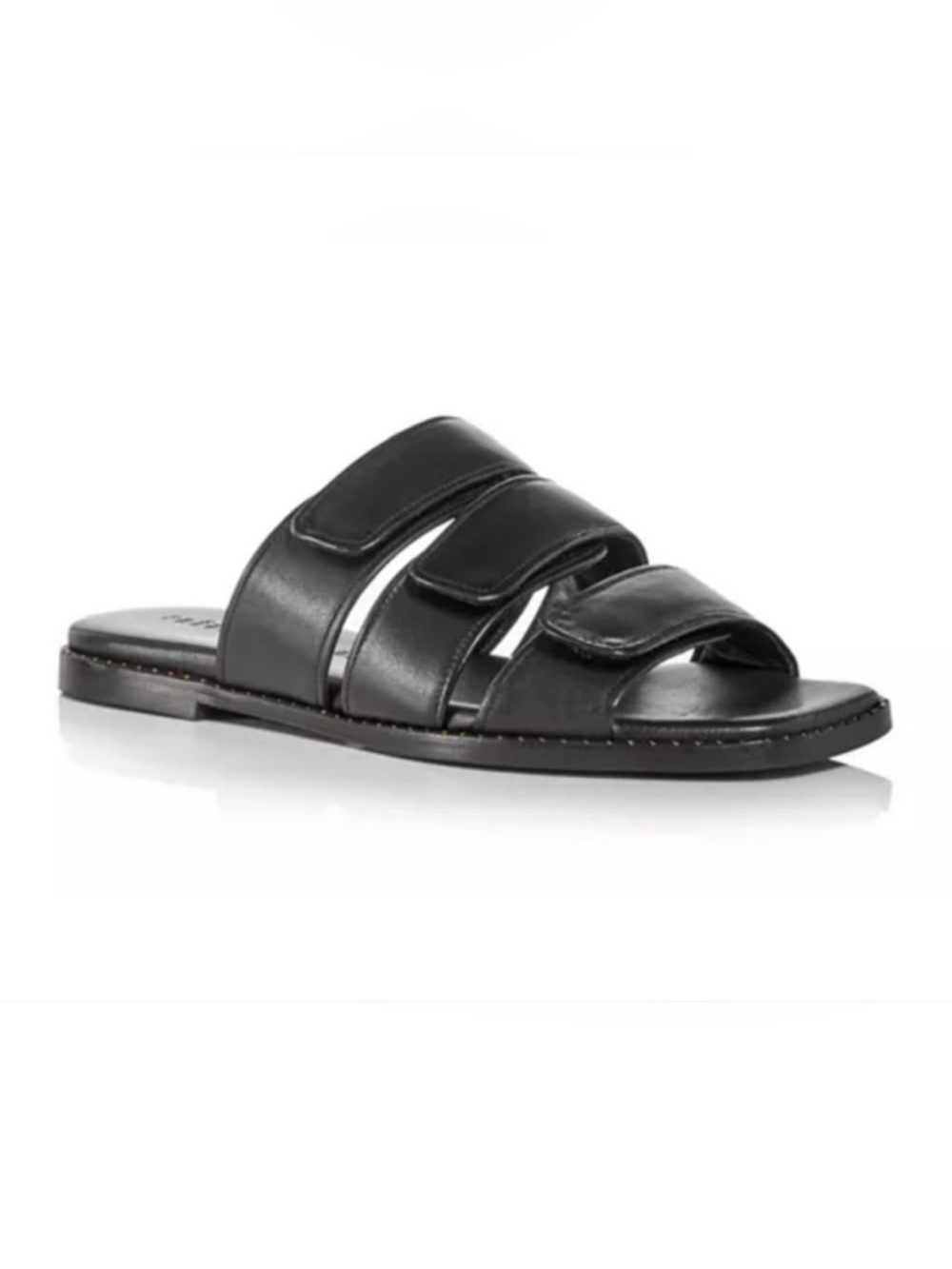 Freda Salvador Alita Padded Leather Triple Strap Slide Sandal Black Size 8